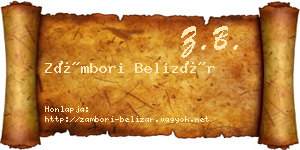 Zámbori Belizár névjegykártya